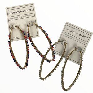 Nordstrom Melrose Market Teardrop Oval‎ Hoop Earrings Set of 2 New Tags Boho NEW